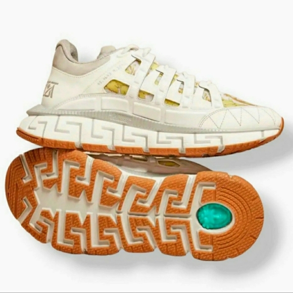 Versace Men's White Trigreca Lace Up Low-Top Sneaker US 12/EU 45 - Picture 6 of 8